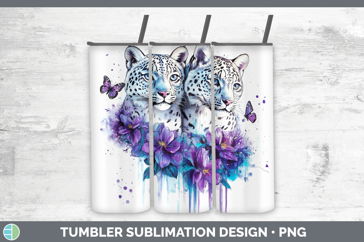 Wild Cats Purple Drips Leopard Snow Tumbler Sublimation 20 o