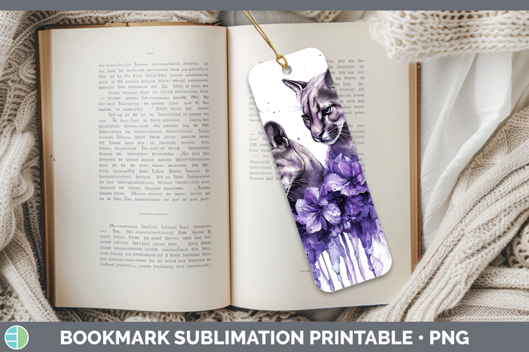 Wild Cats Purple Drips Puma Concolor Bookmark Sublimation Pr