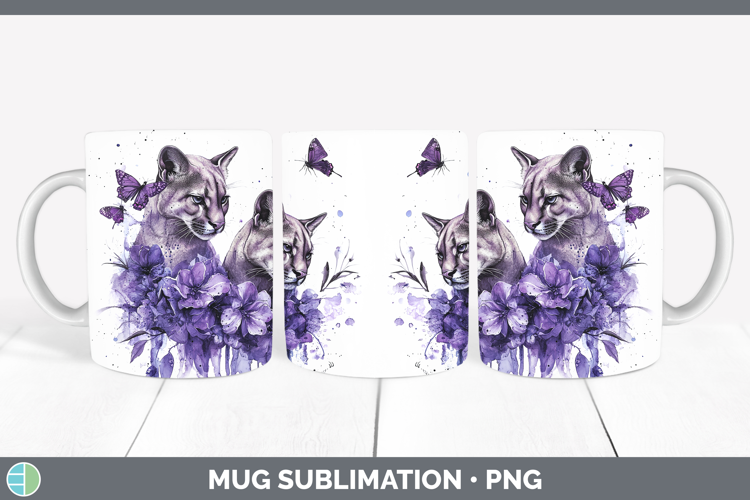 Wild Cats Purple Drips Puma Concolor Mug Wrap Sublimation Co