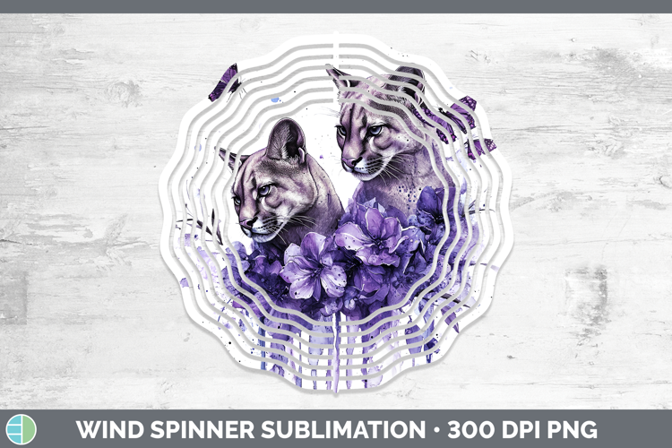 Wild Cats Purple Drips Puma Concolor Wind Spinner Sublimatio
