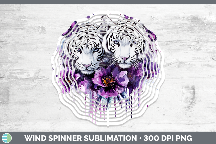 Wild Cats Purple Drips White Tiger Wind Spinner Sublimation