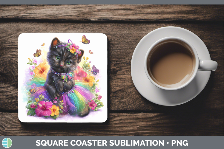 Wild Cats Rainbow Summer Black Panther Square Coaster Sublim