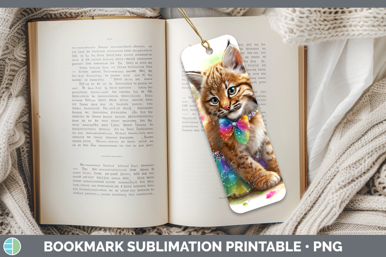 Wild Cats Rainbow Summer Bobcat Bookmark Sublimation Printab