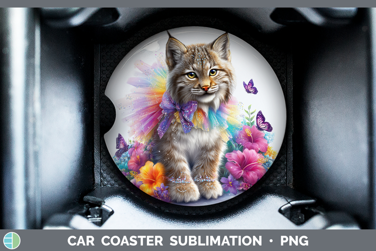 Wild Cats Rainbow Summer Canada Lynx Car Coaster Sublimation
