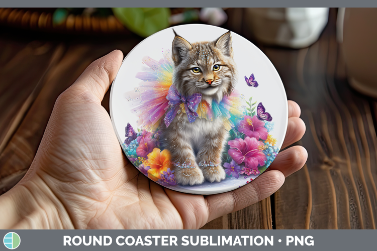 Wild Cats Rainbow Summer Canada Lynx Round Coaster Sublimati