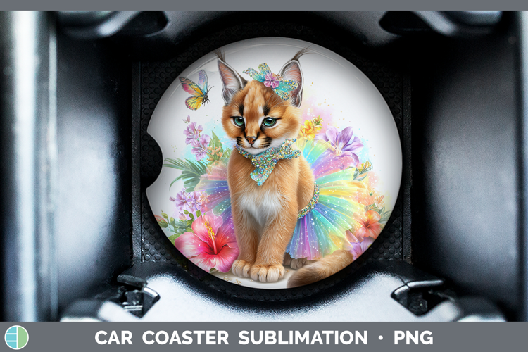 Wild Cats Rainbow Summer Caracal Car Coaster Sublimation De
