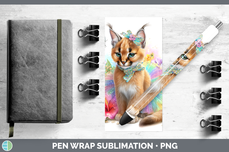 Wild Cats Rainbow Summer Caracal Pen Wrap Sublimation Pen De