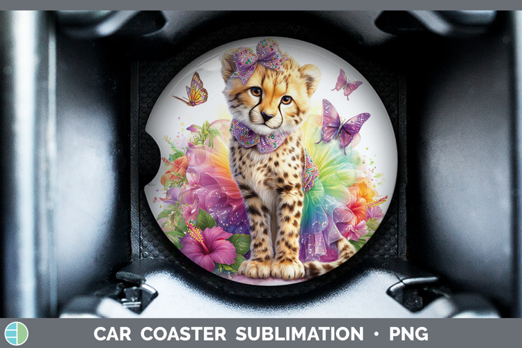 Wild Cats Rainbow Summer Cheetah Car Coaster Sublimation De