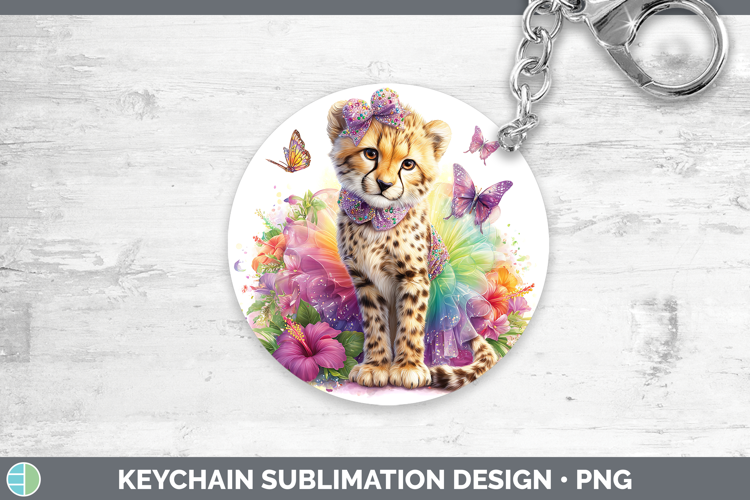 Wild Cats Rainbow Summer Cheetah Keychain Sublimation Keyrin