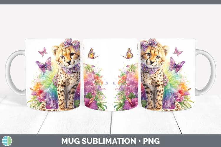 Wild Cats Rainbow Summer Cheetah Mug Wrap Sublimation Coffee
