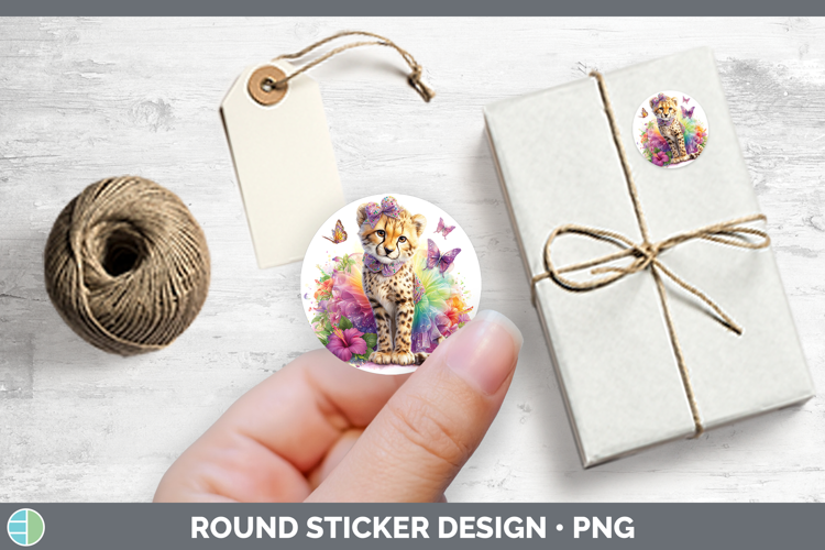 Wild Cats Rainbow Summer Cheetah Stickers | Round Labels Des