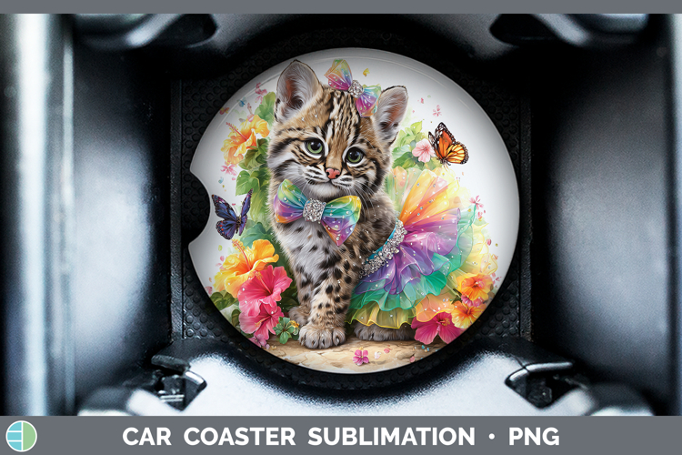 Wild Cats Rainbow Summer Geoffroys Cat Car Coaster Sublimati