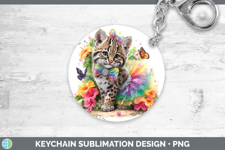 GorgeousWild Cats Rainbow Summer Keychain design.
