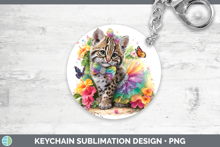 Wild Cats Rainbow Summer Geoffroys Cat Keychain Sublimation