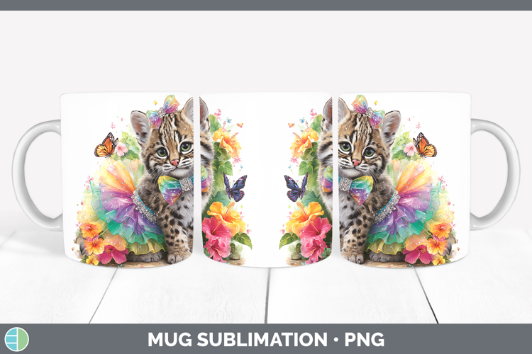 Wild Cats Rainbow Summer Geoffroys Cat Mug Wrap Sublimation