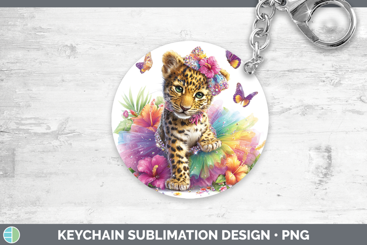 Wild Cats Rainbow Summer Jaguar Keychain Sublimation Keyring