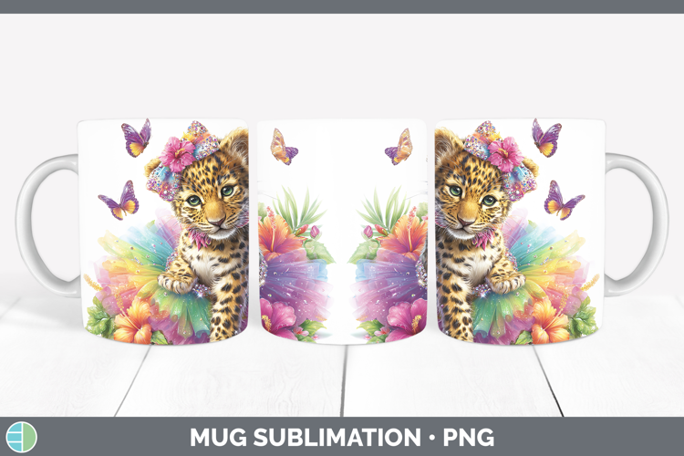 Wild Cats Rainbow Summer Jaguar Mug Wrap Sublimation Coffee