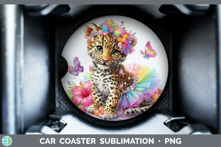 Wild Cats Rainbow Summer Leopard Car Coaster Sublimation De