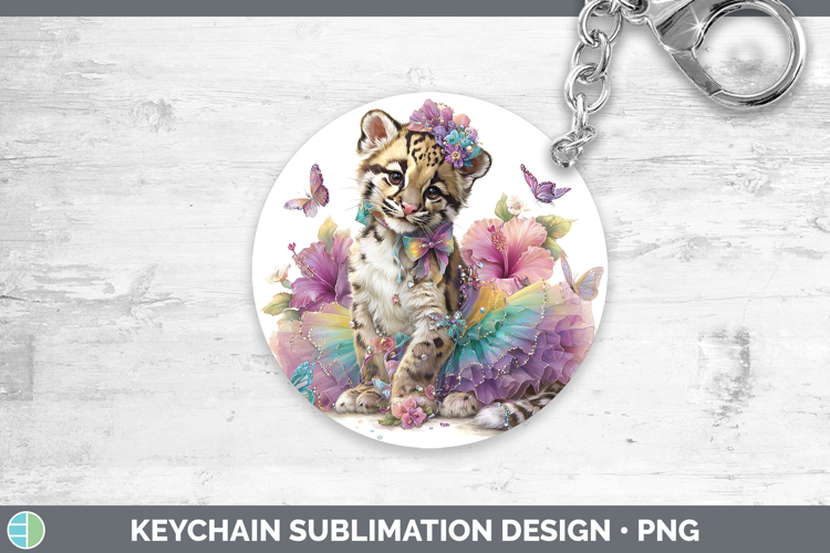Wild Cats Rainbow Summer Leopard Clouded Keychain Sublimatio