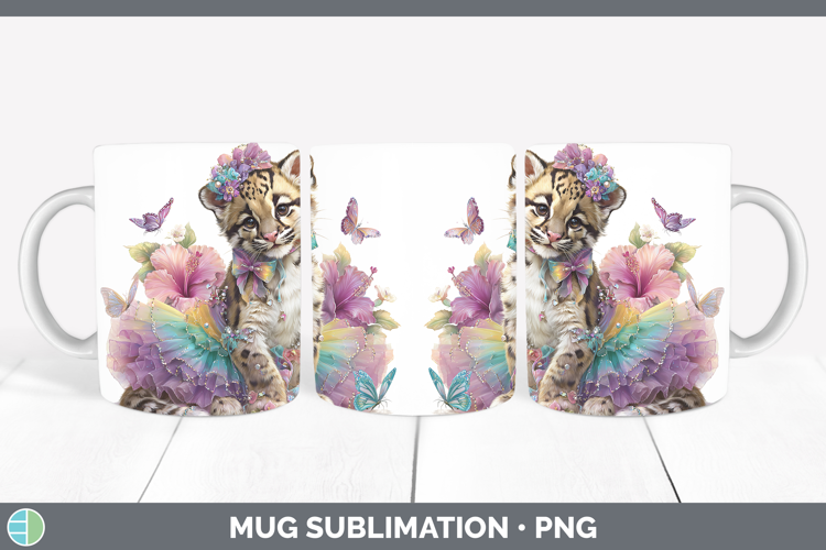 Wild Cats Rainbow Summer Leopard Clouded Mug Wrap Sublimatio
