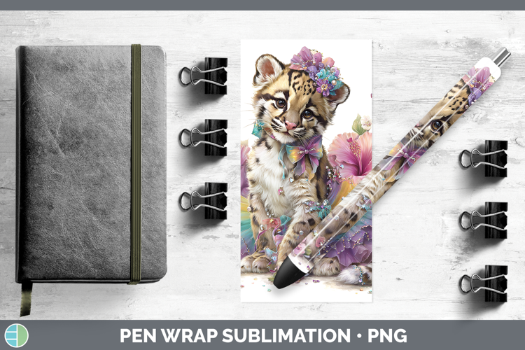 Wild Cats Rainbow Summer Leopard Clouded Pen Wrap Sublimatio