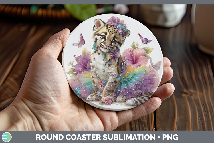 GorgeousWild Cats Rainbow Summer Round Coaster design.
