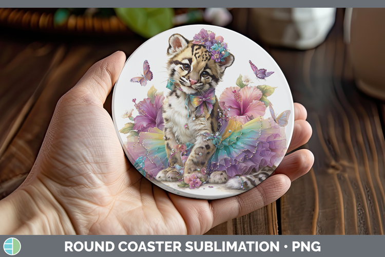 Wild Cats Rainbow Summer Leopard Clouded Round Coaster Subli