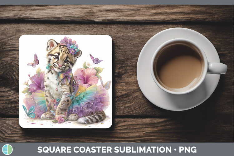 Wild Cats Rainbow Summer Leopard Clouded Square Coaster Subl