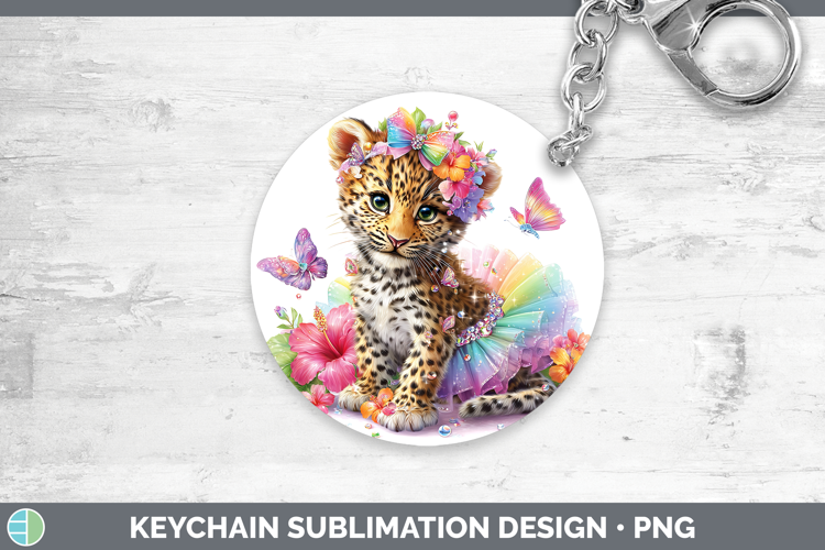 Wild Cats Rainbow Summer Leopard Keychain Sublimation Keyrin