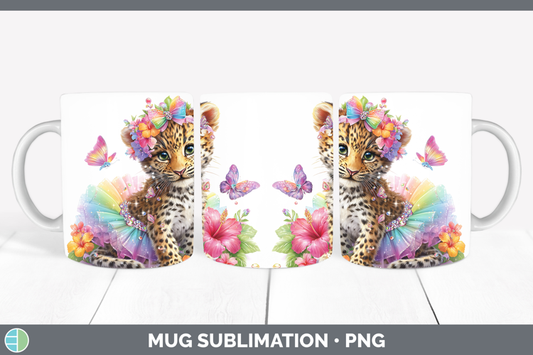 Wild Cats Rainbow Summer Leopard Mug Wrap Sublimation Coffee