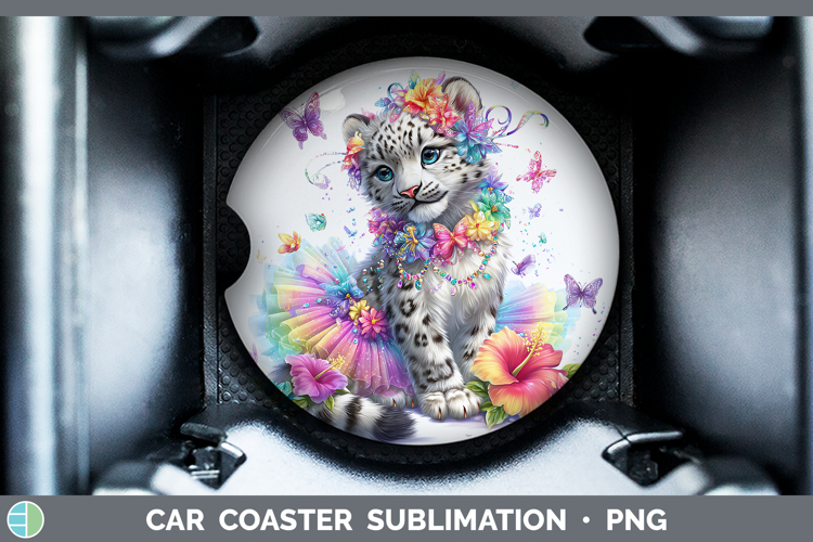 Wild Cats Rainbow Summer Leopard Snow Car Coaster Sublimatio