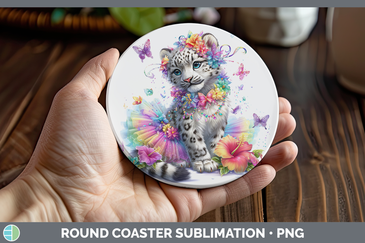 Wild Cats Rainbow Summer Leopard Snow Round Coaster Sublimat