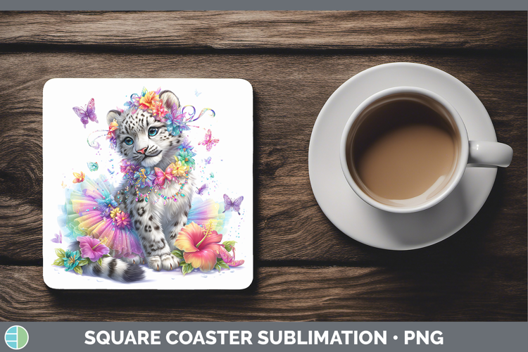 Wild Cats Rainbow Summer Leopard Snow Square Coaster Sublima
