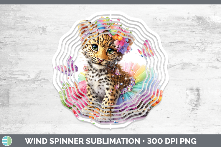 Wild Cats Rainbow Summer Leopard Wind Spinner Sublimation Sp