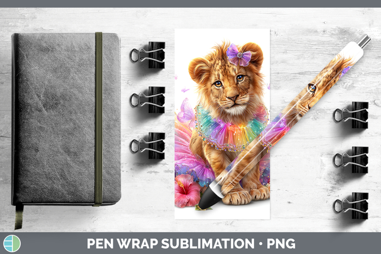 Wild Cats Rainbow Summer Lion Pen Wrap Sublimation Pen Desig