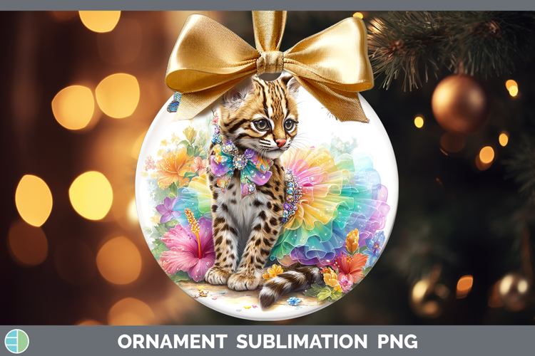 Wild Cats Rainbow Summer Margay Cat Ornament Sublimation Bau