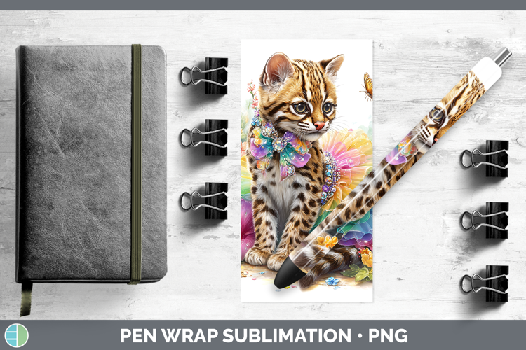 Wild Cats Rainbow Summer Margay Cat Pen Wrap Sublimation Pen