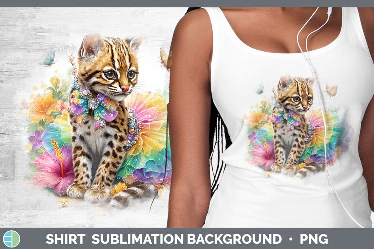 Wild Cats Rainbow Summer Margay Cat Shirt Sublimation Backgr