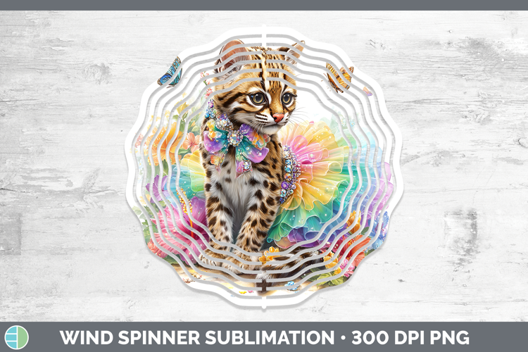 Wild Cats Rainbow Summer Margay Cat Wind Spinner Sublimation