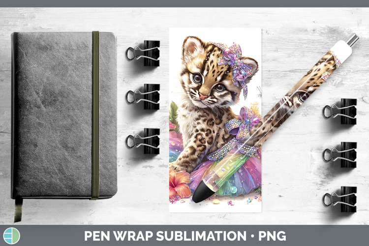 Wild Cats Rainbow Summer Ocelot Pen Wrap Sublimation Pen Des