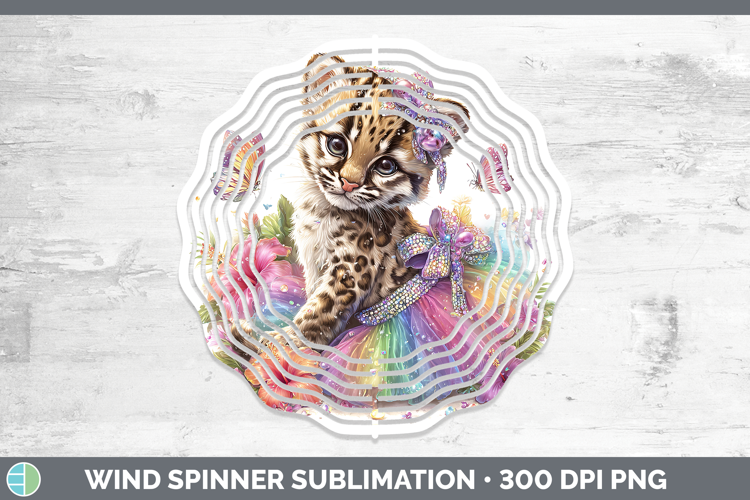 Wild Cats Rainbow Summer Ocelot Wind Spinner Sublimation Spi