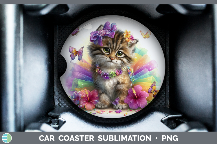Wild Cats Rainbow Summer Pallas Cat Car Coaster Sublimation