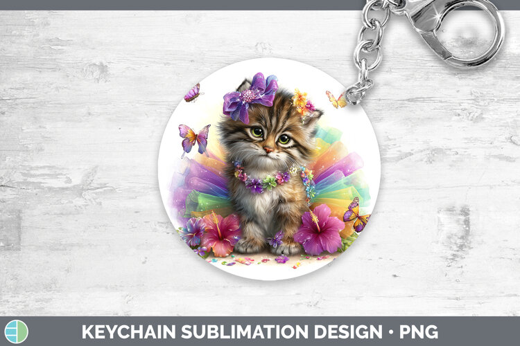 GorgeousWild Cats Rainbow Summer Keychain design.
