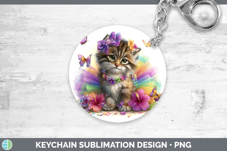 Wild Cats Rainbow Summer Pallas Cat Keychain Sublimation Key