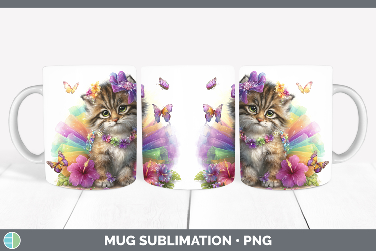 GorgeousWild Cats Rainbow Summer Mug Wrap design.