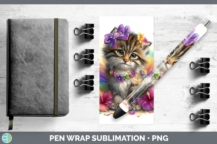 Wild Cats Rainbow Summer Pallas Cat Pen Wrap Sublimation Pen
