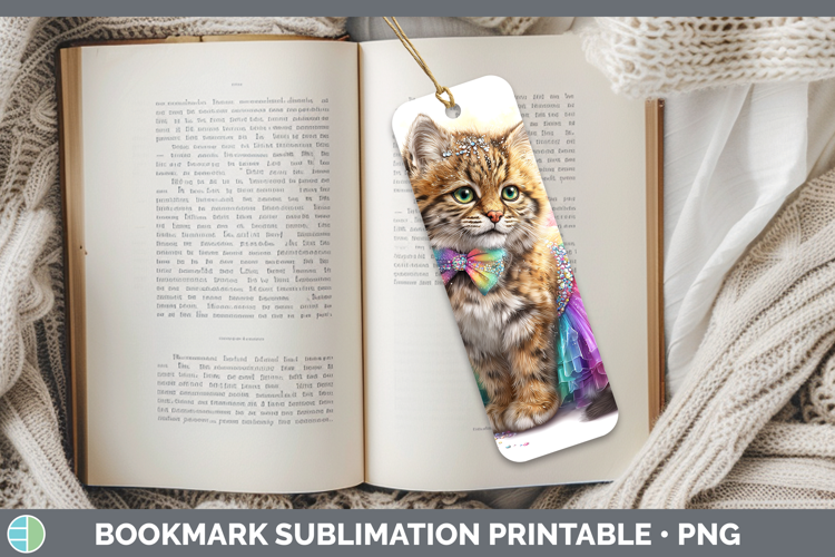 Wild Cats Rainbow Summer Pampas Cat Bookmark Sublimation Pri