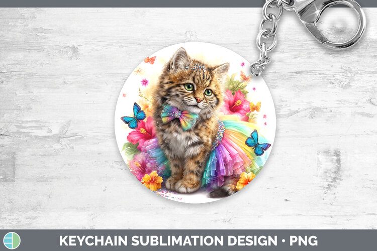 GorgeousWild Cats Rainbow Summer Keychain design.