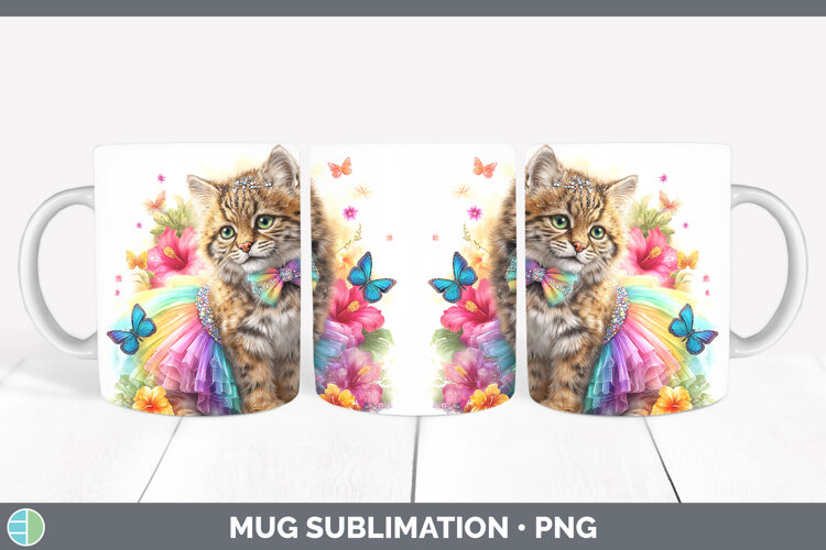GorgeousWild Cats Rainbow Summer Mug Wrap design.