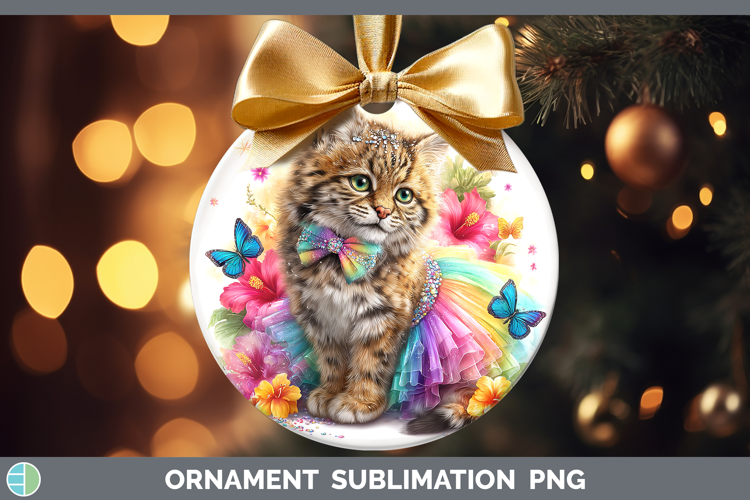 Wild Cats Rainbow Summer Pampas Cat Ornament Sublimation Bau